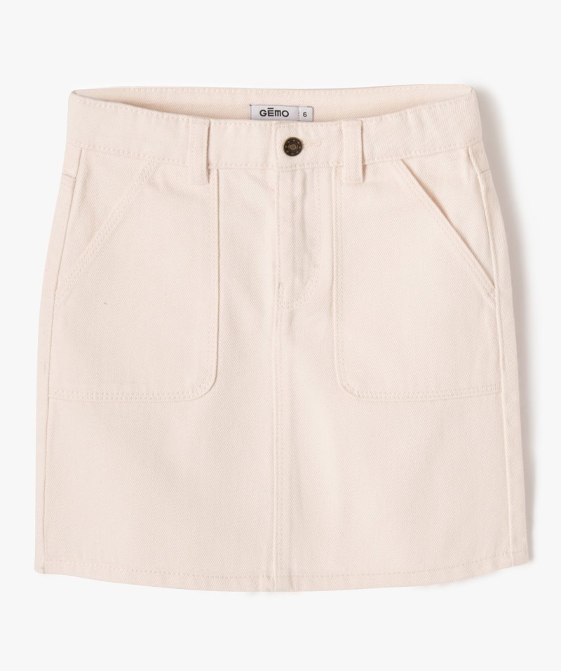 Jupe courte en toile denim colorée fille